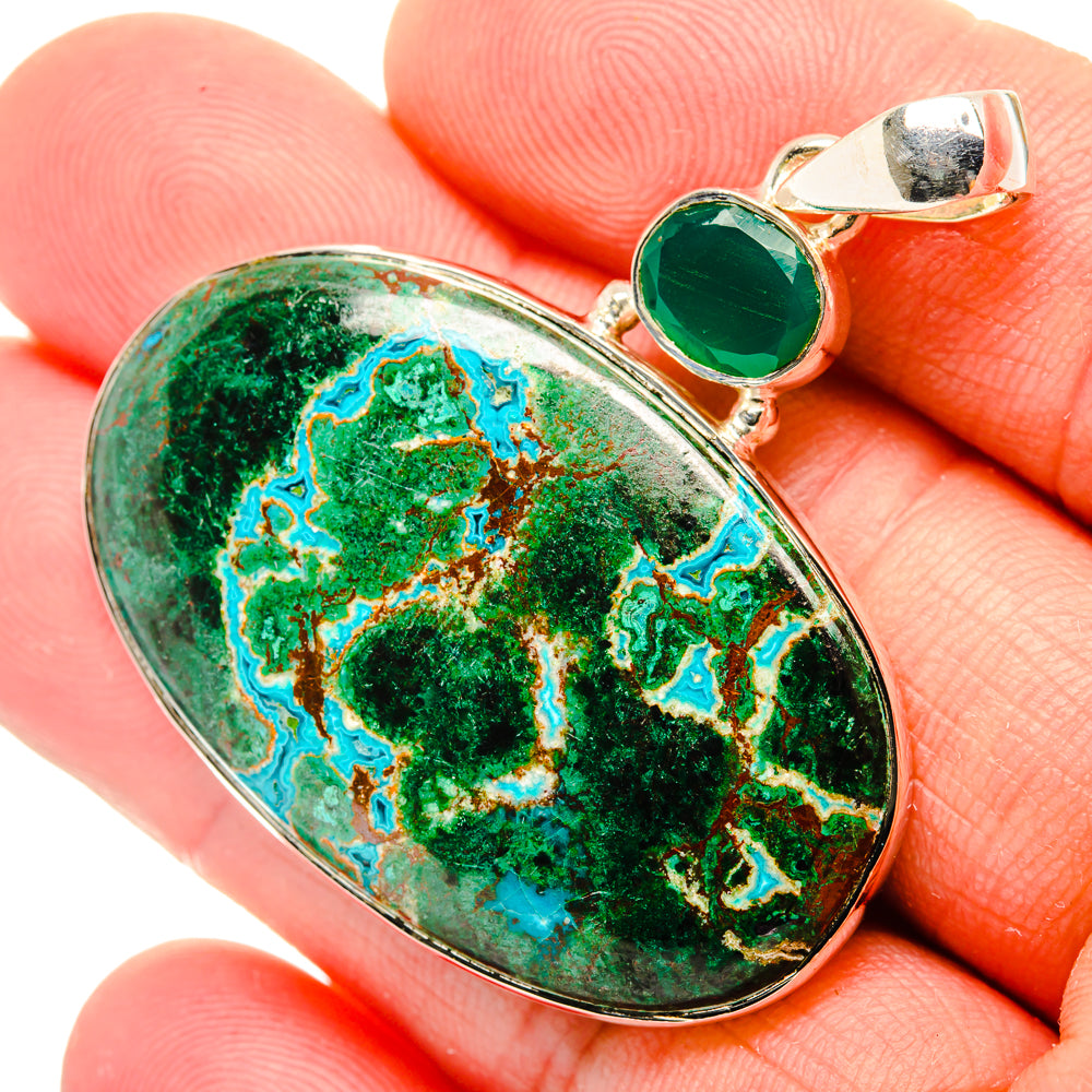 Malachite In Chrysocolla Pendants handcrafted by Ana Silver Co - PD30090