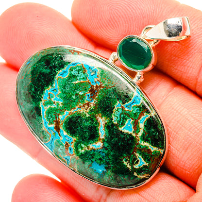 Malachite In Chrysocolla Pendants handcrafted by Ana Silver Co - PD30090