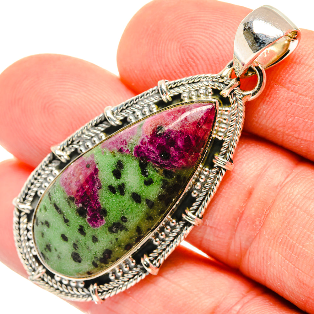 Ruby Zoisite Pendants handcrafted by Ana Silver Co - PD30101