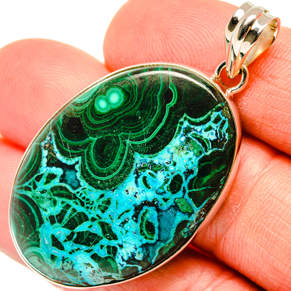 Malachite In Chrysocolla Pendants handcrafted by Ana Silver Co - PD30106
