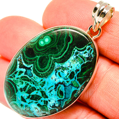 Malachite In Chrysocolla Pendants handcrafted by Ana Silver Co - PD30106