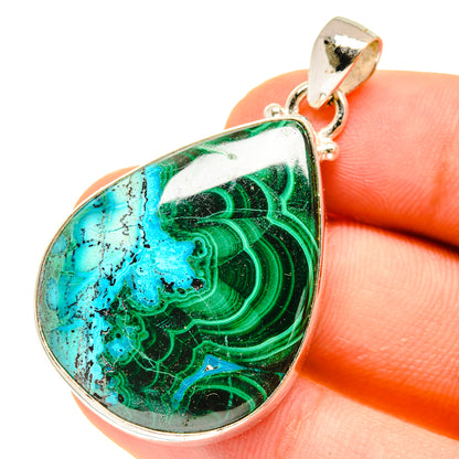 Malachite In Chrysocolla Pendants handcrafted by Ana Silver Co - PD3011