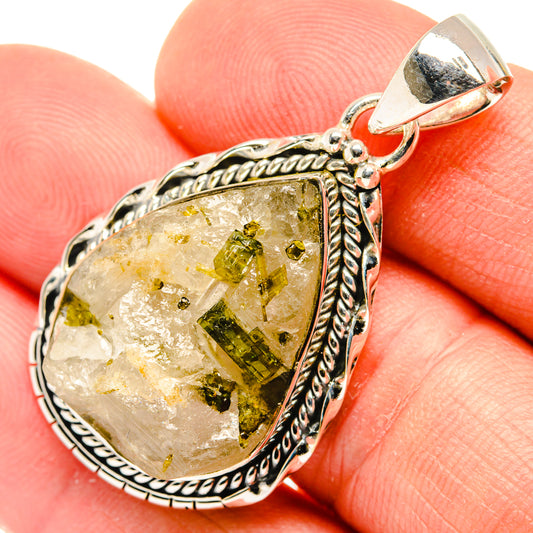 Green Tourmaline In Quartz Pendants handcrafted by Ana Silver Co - PD30110