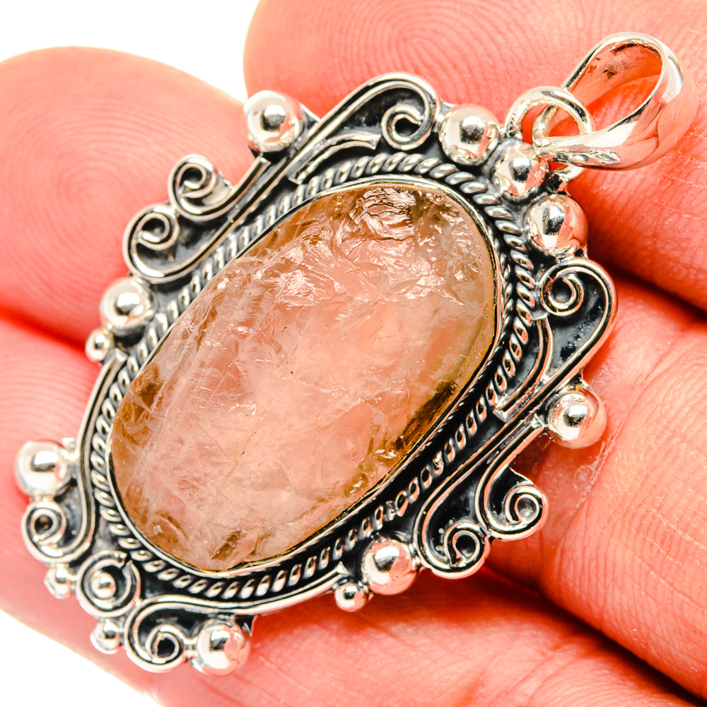 Rose Quartz Pendants handcrafted by Ana Silver Co - PD30133