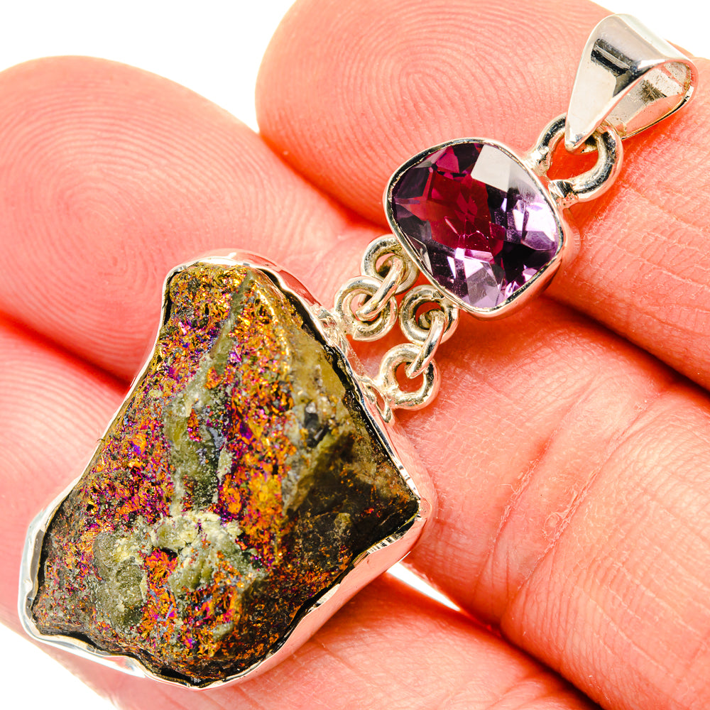 Rainbow Pyrite Druzy Pendants handcrafted by Ana Silver Co - PD30146