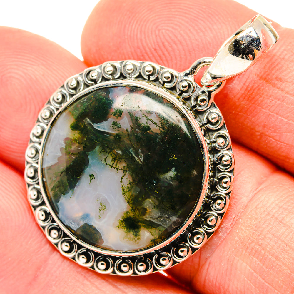 Green Moss Agate Pendants handcrafted by Ana Silver Co - PD30228