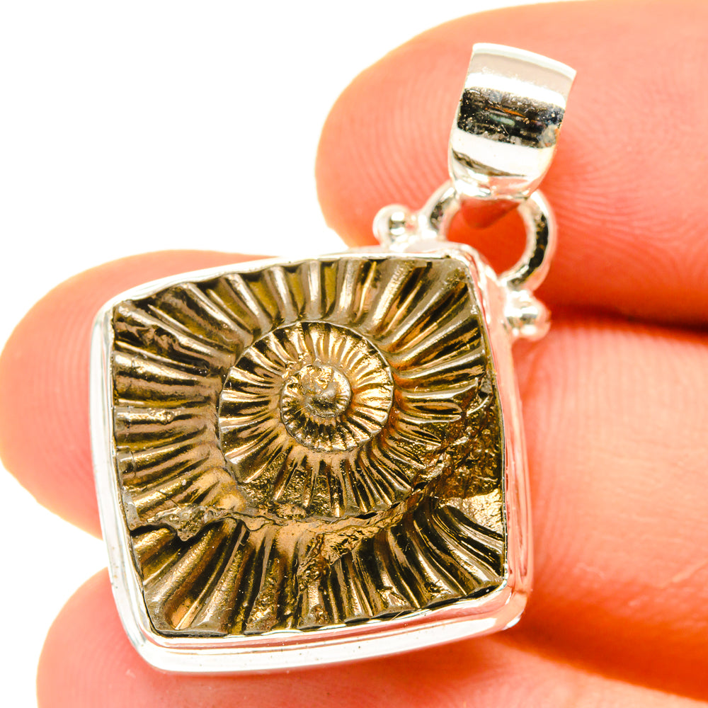 Pyrite Fossil Pendants handcrafted by Ana Silver Co - PD3026