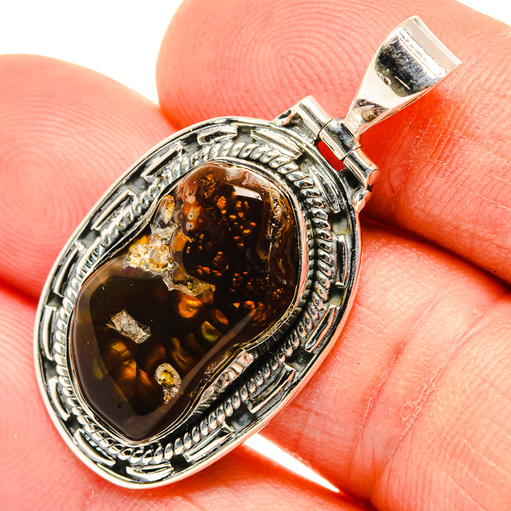 Mexican Fire Agate Pendants handcrafted by Ana Silver Co - PD30349