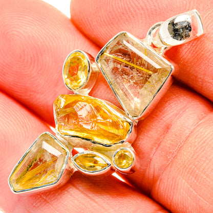 Rutilated Quartz Pendants handcrafted by Ana Silver Co - PD30356