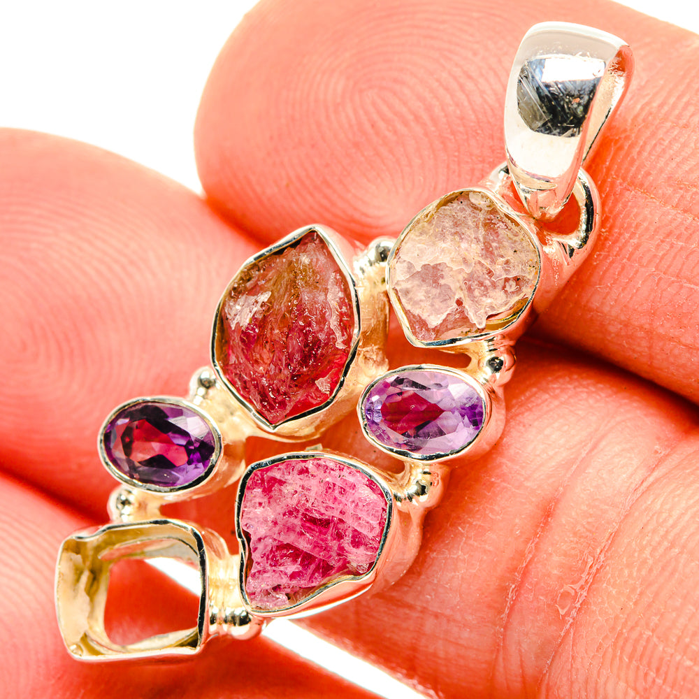 Pink Tourmaline Pendants handcrafted by Ana Silver Co - PD30359