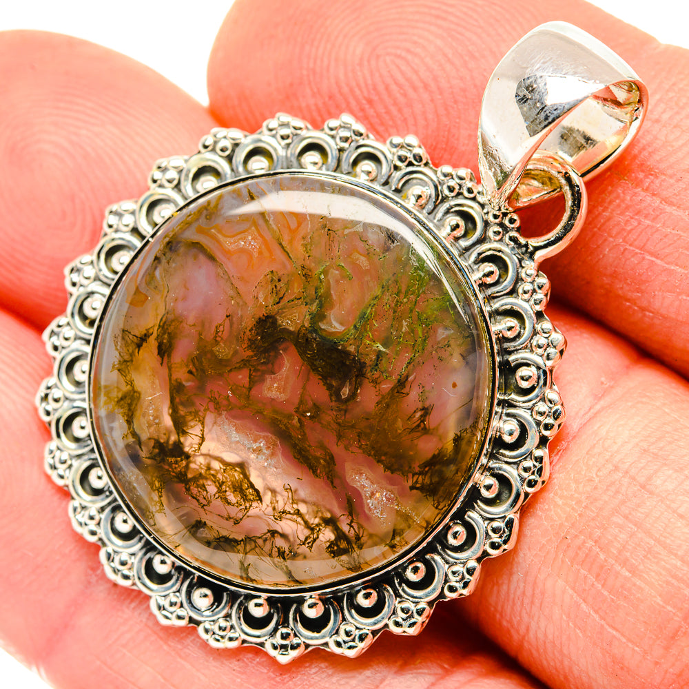 Green Moss Agate Pendants handcrafted by Ana Silver Co - PD30369