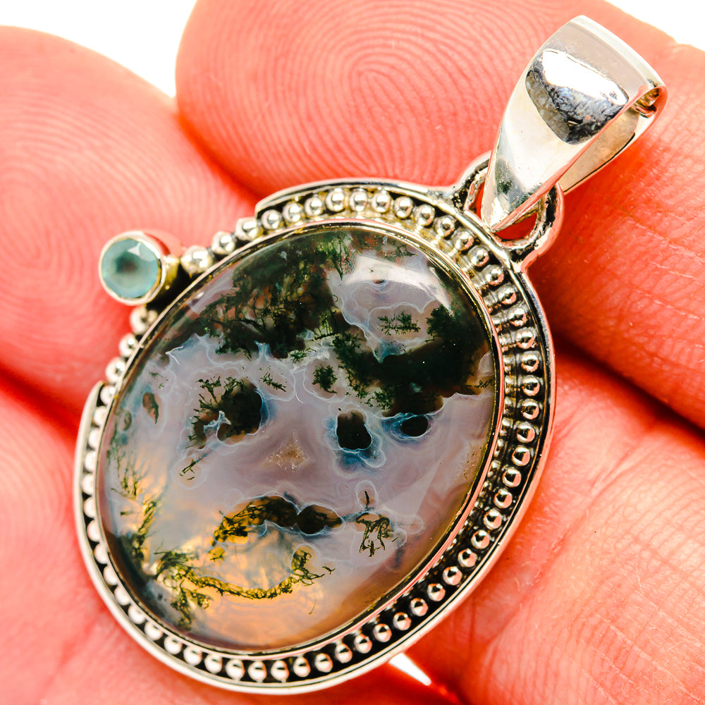 Green Moss Agate Pendants handcrafted by Ana Silver Co - PD30375