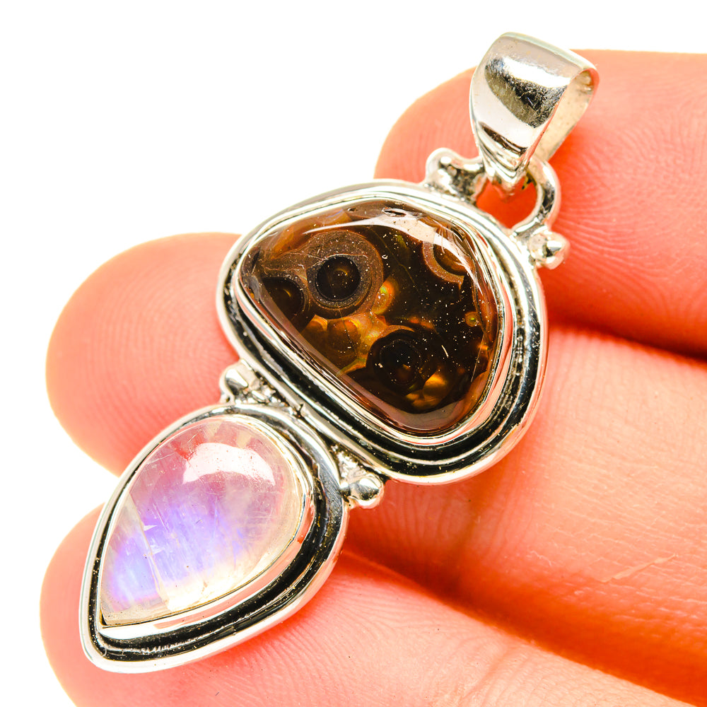 Mexican Fire Agate Pendants handcrafted by Ana Silver Co - PD3038