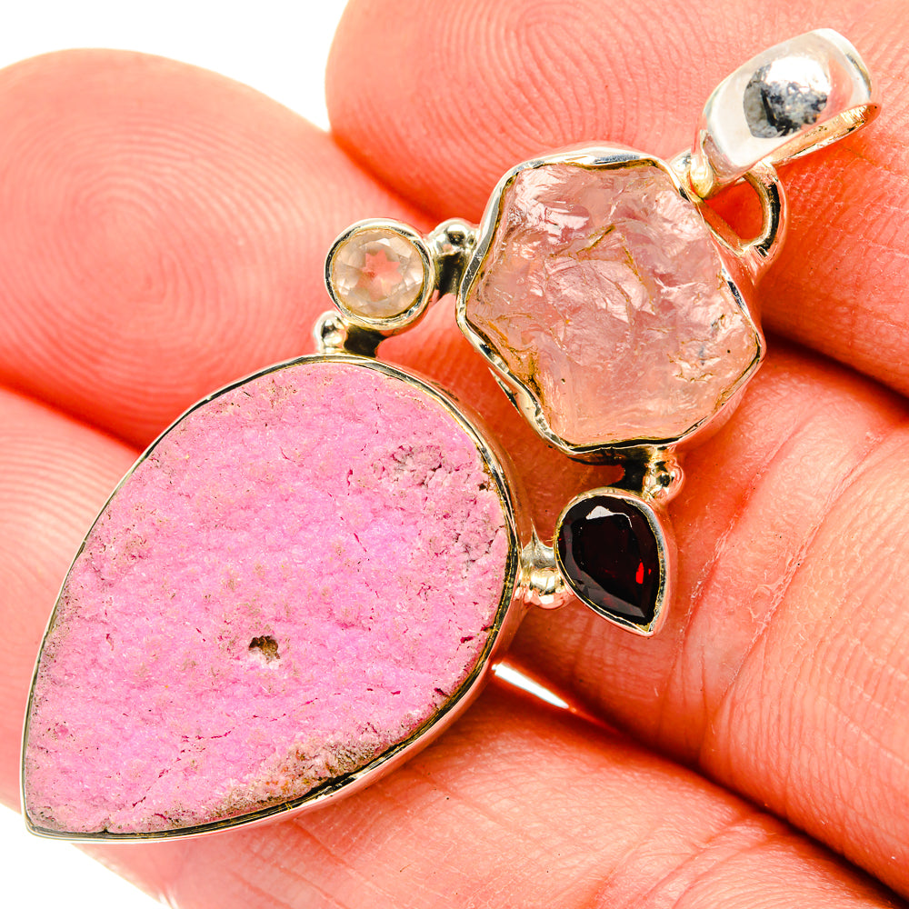 Cobalto Calcite Druzy Pendants handcrafted by Ana Silver Co - PD30408
