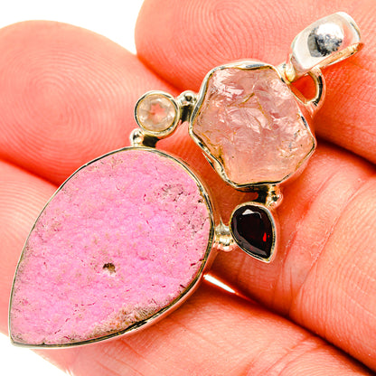 Cobalto Calcite Druzy Pendants handcrafted by Ana Silver Co - PD30408