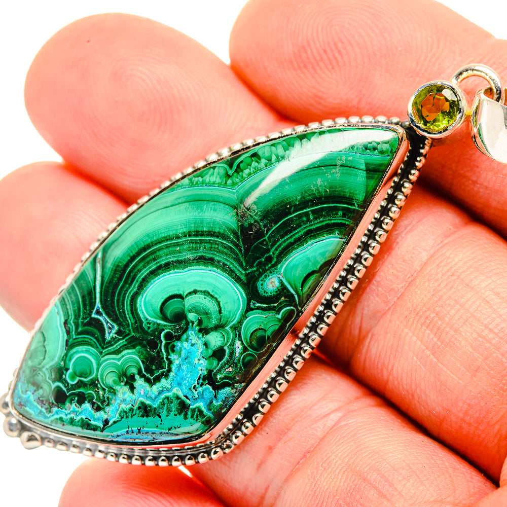 Malachite In Chrysocolla Pendants handcrafted by Ana Silver Co - PD30429