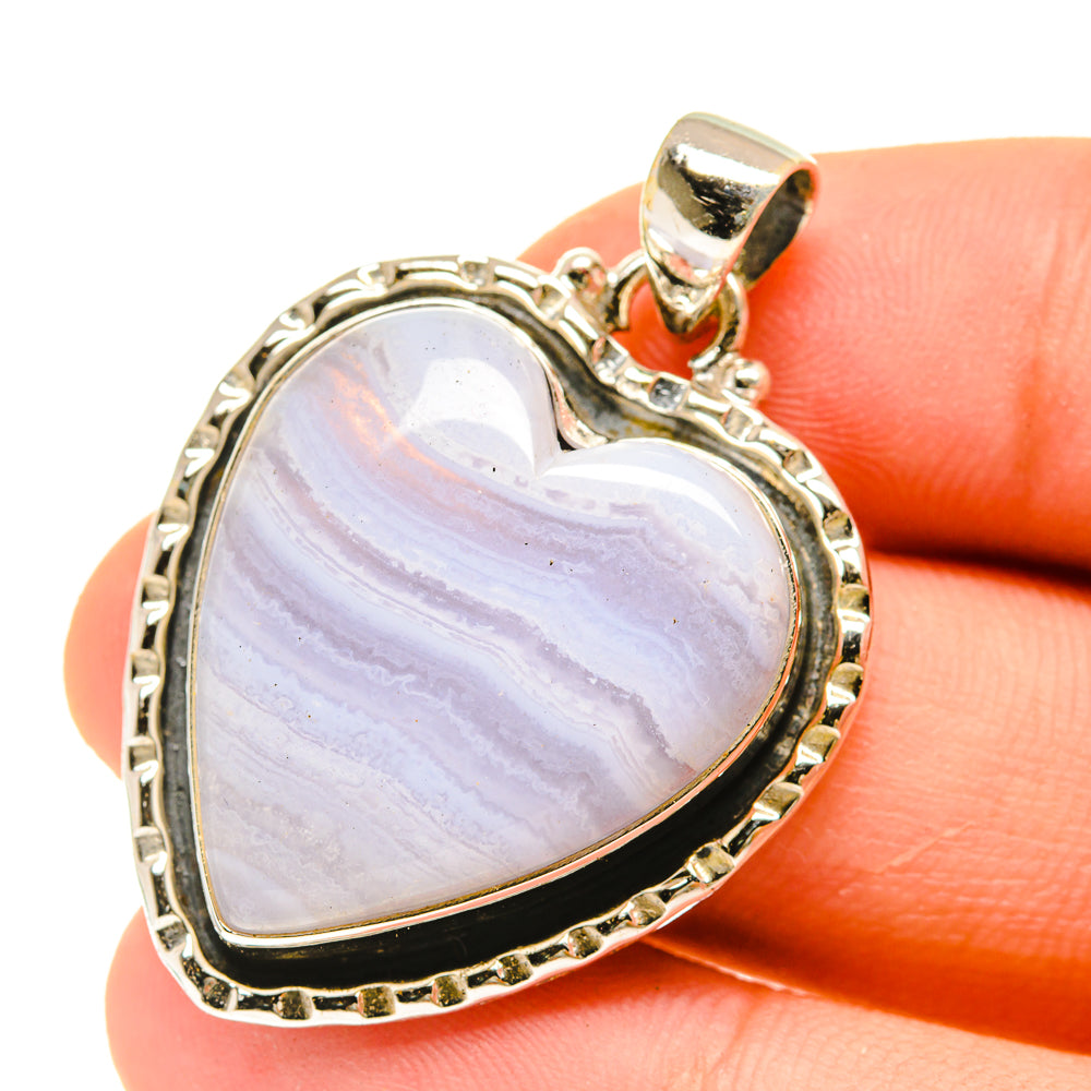 Blue Lace Agate Pendants handcrafted by Ana Silver Co - PD3044