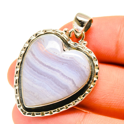Blue Lace Agate Pendants handcrafted by Ana Silver Co - PD3044
