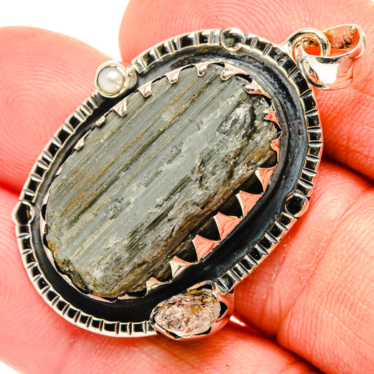 Green Tourmaline In Quartz Pendants handcrafted by Ana Silver Co - PD30465