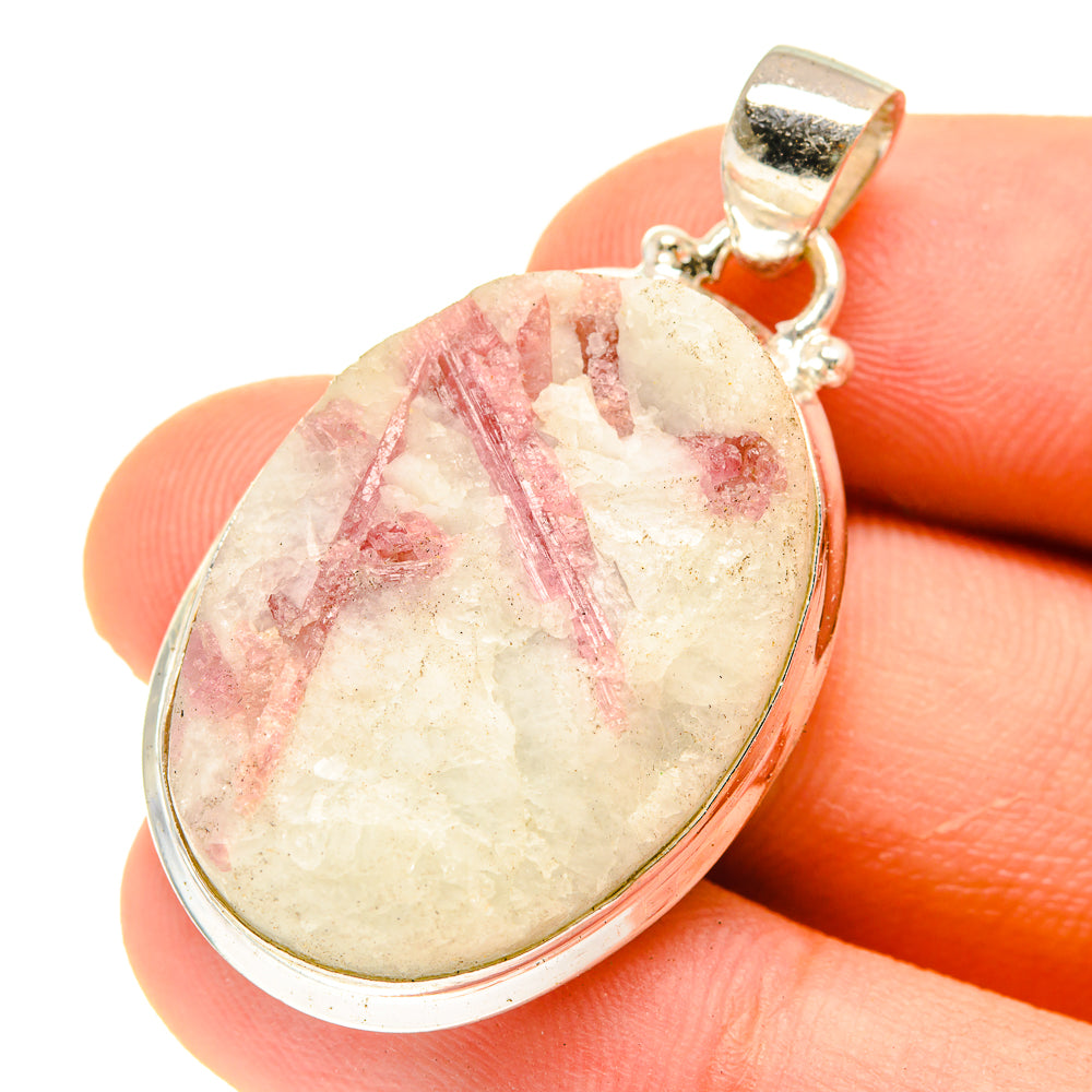 Pink Tourmaline In Quartz Pendants handcrafted by Ana Silver Co - PD3047
