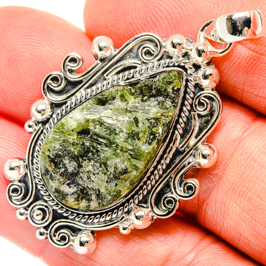 Green Tourmaline In Quartz Pendants handcrafted by Ana Silver Co - PD30484