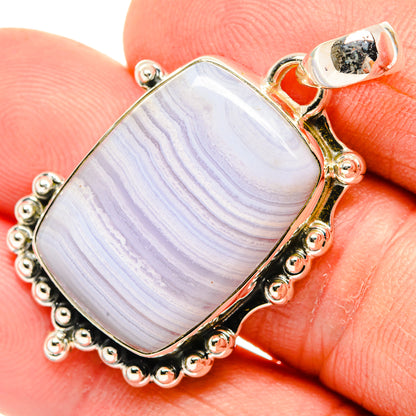 Blue Lace Agate Pendants handcrafted by Ana Silver Co - PD30485