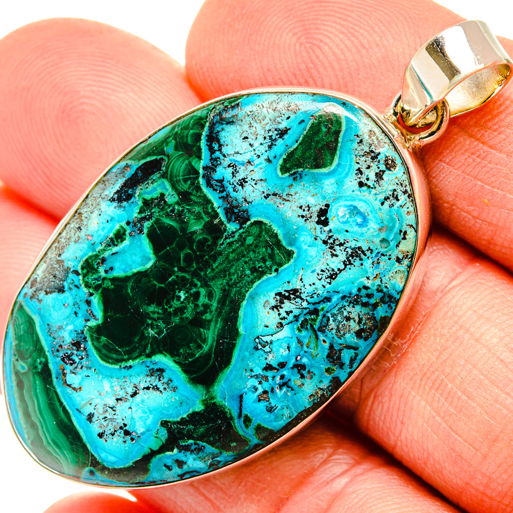 Malachite In Chrysocolla Pendants handcrafted by Ana Silver Co - PD30489