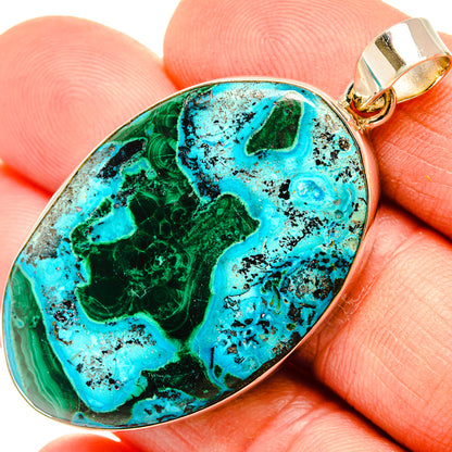 Malachite In Chrysocolla Pendants handcrafted by Ana Silver Co - PD30489