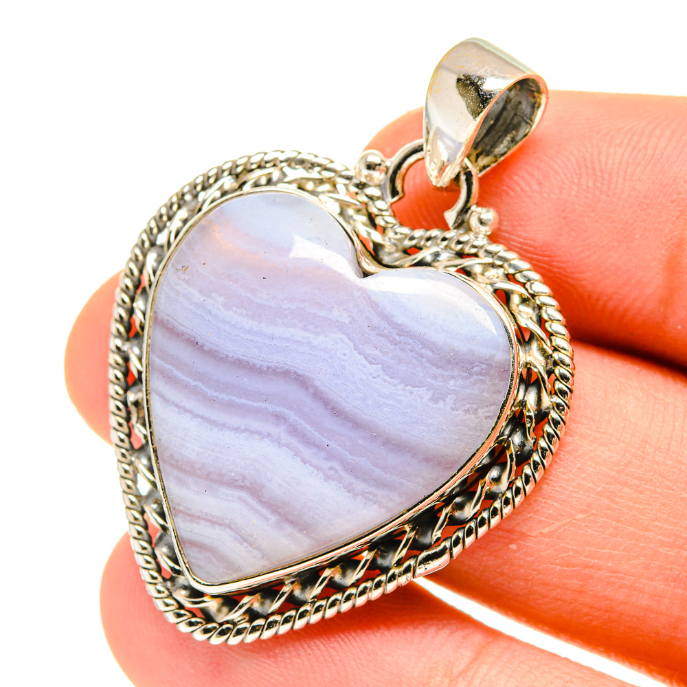 Blue Lace Agate Pendants handcrafted by Ana Silver Co - PD3051