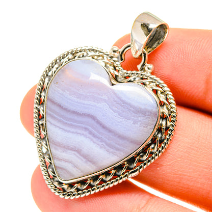 Blue Lace Agate Pendants handcrafted by Ana Silver Co - PD3051
