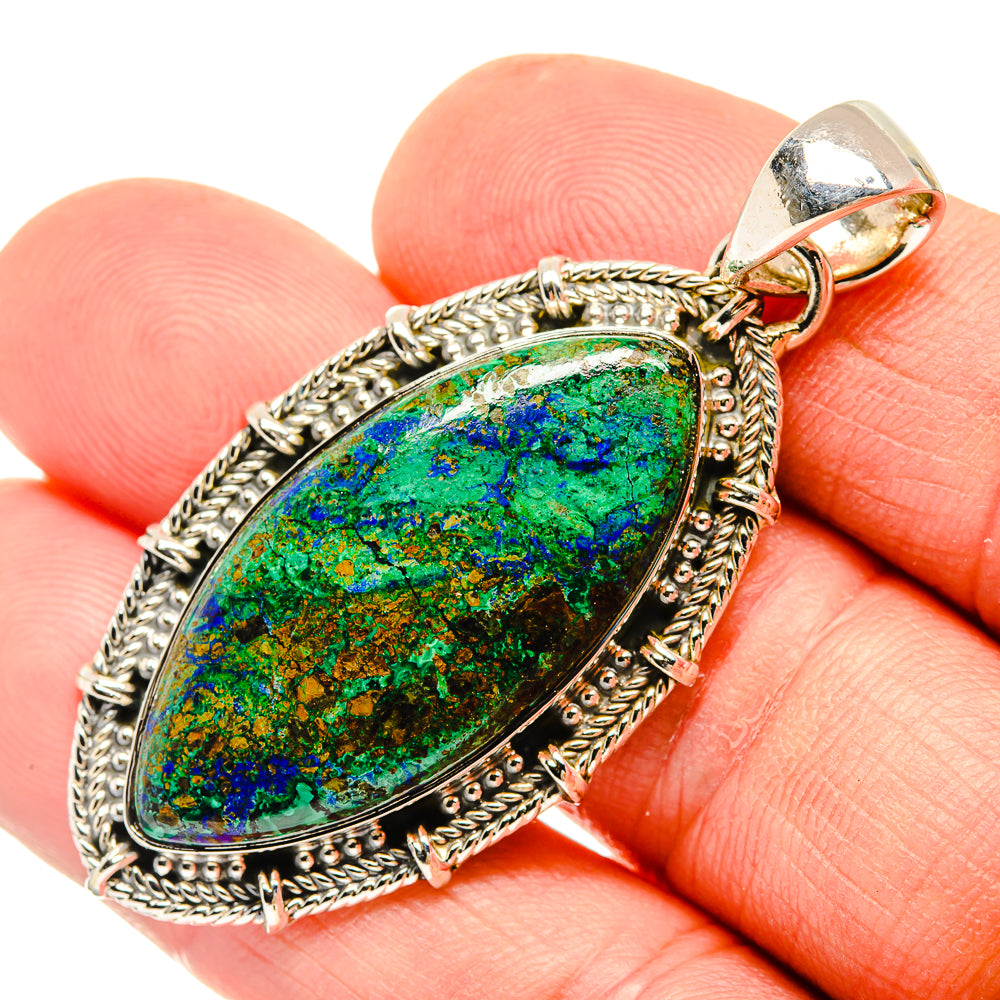 Azurite In Malachite Pendants handcrafted by Ana Silver Co - PD30548