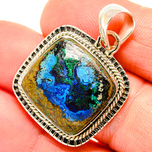 Azurite In Malachite Pendants handcrafted by Ana Silver Co - PD30560