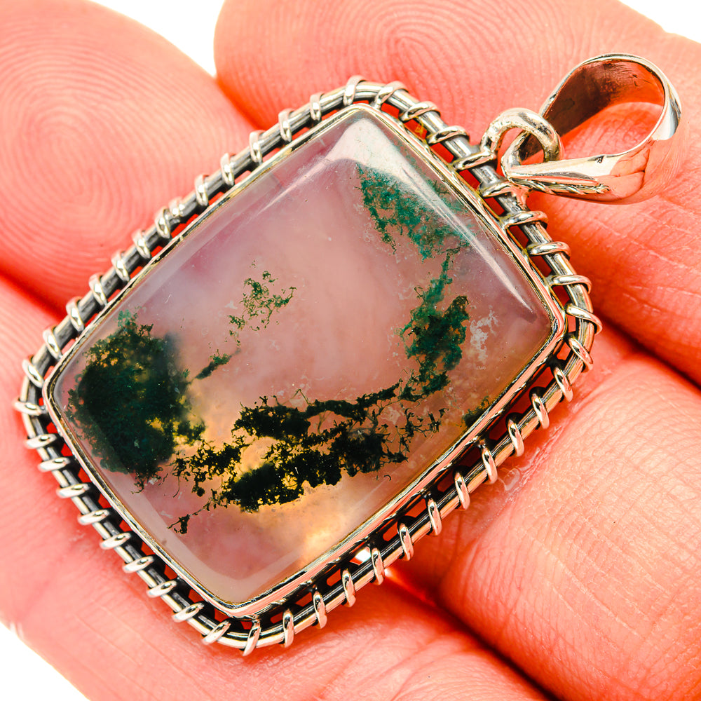 Green Moss Agate Pendants handcrafted by Ana Silver Co - PD30600