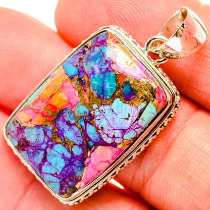 Kingman Pink Dahlia Turquoise Pendants handcrafted by Ana Silver Co - PD30604