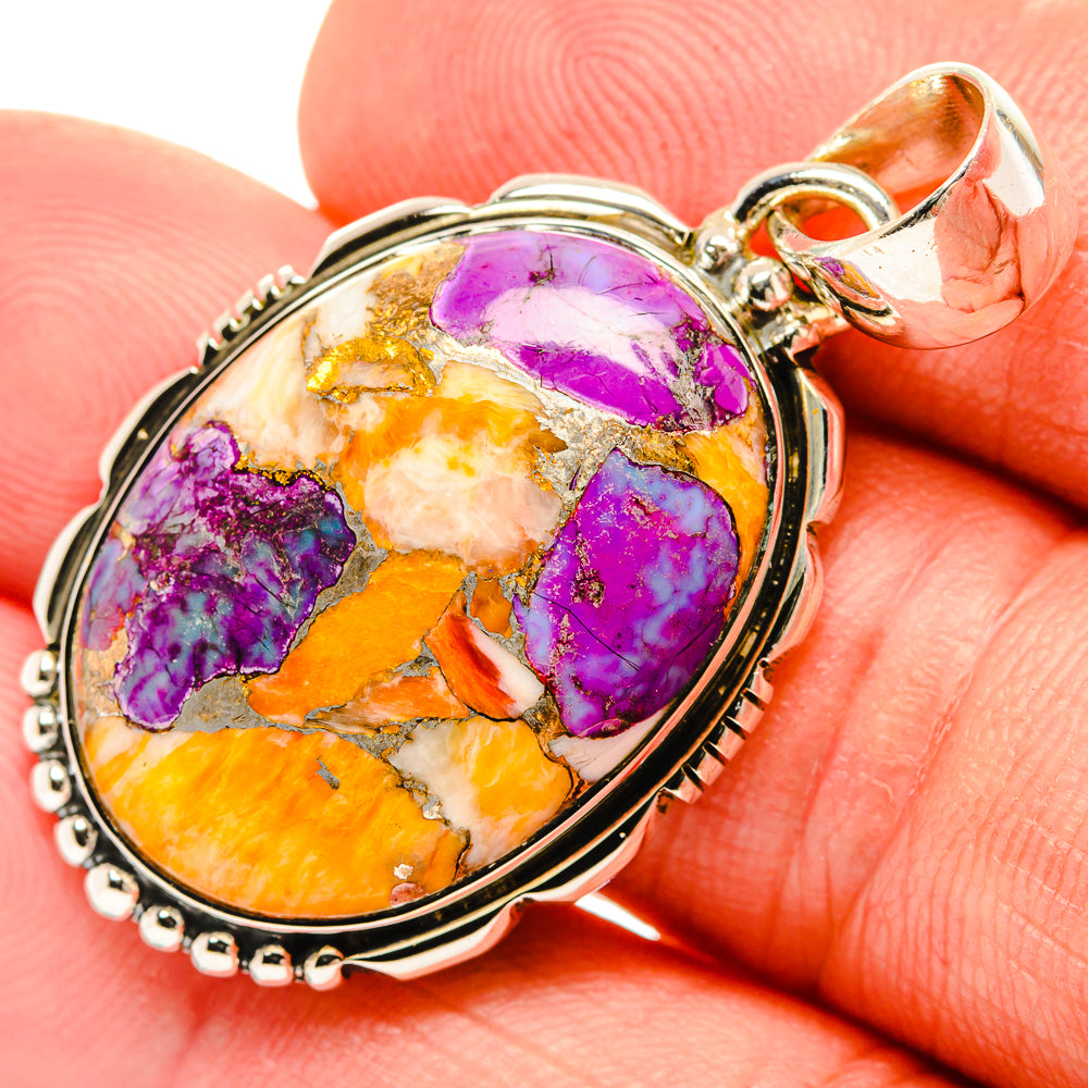 Purple Orange Copper Composite Turquoise Pendants handcrafted by Ana Silver Co - PD30613