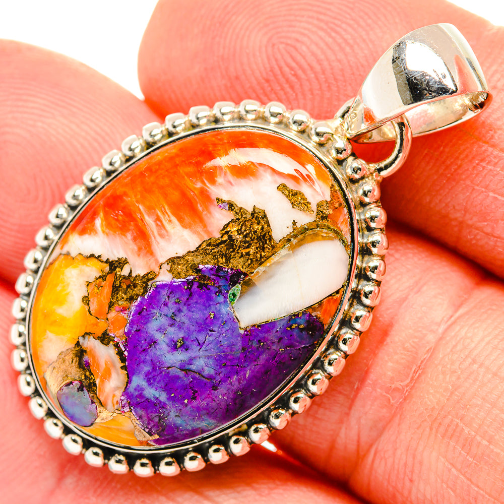 Purple Orange Copper Composite Turquoise Pendants handcrafted by Ana Silver Co - PD30621