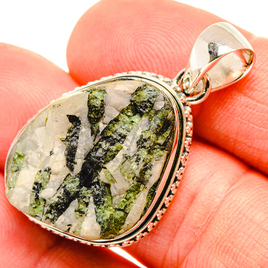 Green Tourmaline In Quartz Pendants handcrafted by Ana Silver Co - PD30626