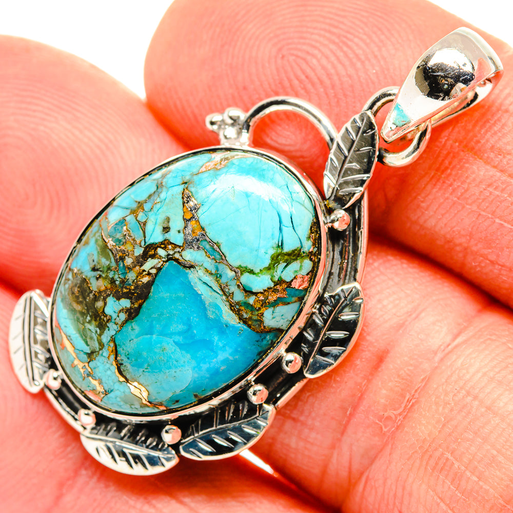 Blue Copper Composite Turquoise Pendants handcrafted by Ana Silver Co - PD30628