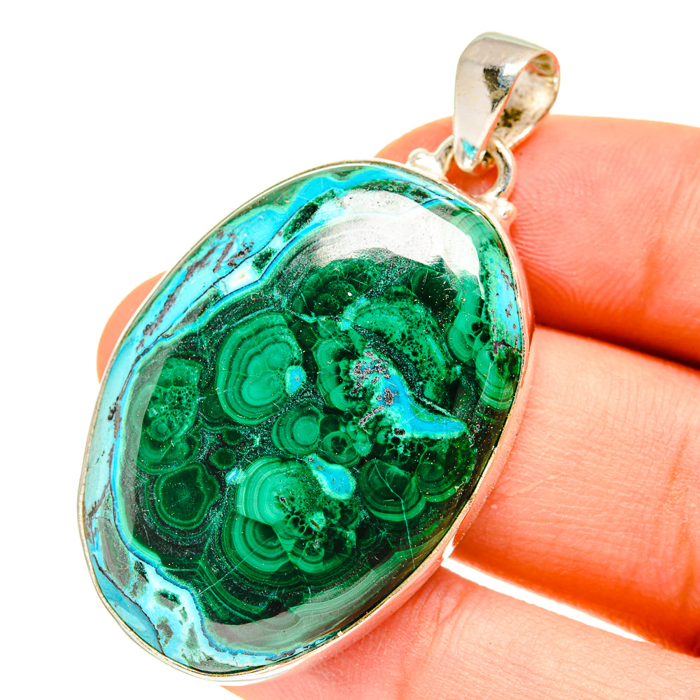 Malachite In Chrysocolla Pendants handcrafted by Ana Silver Co - PD3063
