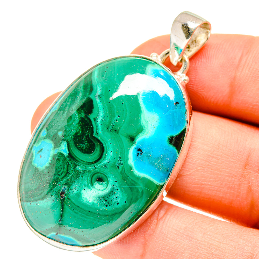 Malachite In Chrysocolla Pendants handcrafted by Ana Silver Co - PD3064