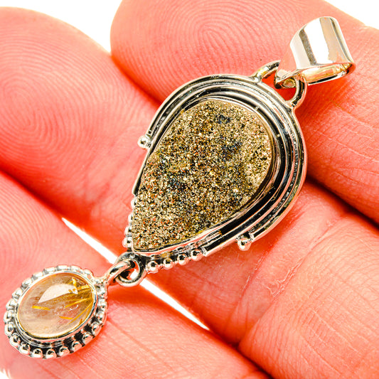 Spectro Pyrite Druzy Pendants handcrafted by Ana Silver Co - PD30656
