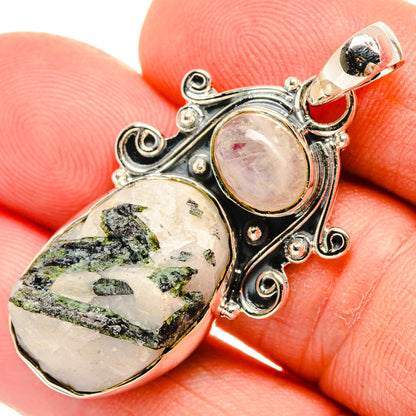 Green Tourmaline In Quartz Pendants handcrafted by Ana Silver Co - PD30660