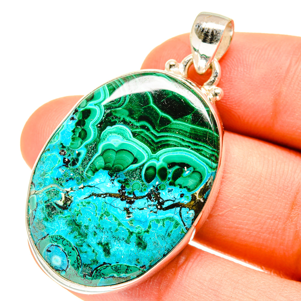 Malachite In Chrysocolla Pendants handcrafted by Ana Silver Co - PD3069
