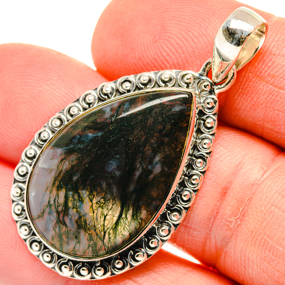 Green Moss Agate Pendants handcrafted by Ana Silver Co - PD30731