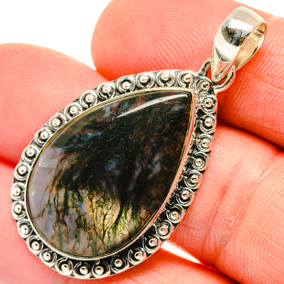 Green Moss Agate Pendants handcrafted by Ana Silver Co - PD30731