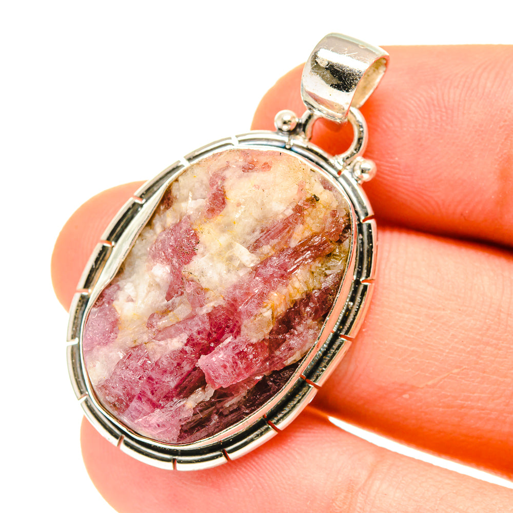 Pink Tourmaline In Quartz Pendants handcrafted by Ana Silver Co - PD3074
