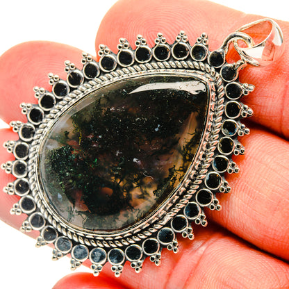 Green Moss Agate Pendants handcrafted by Ana Silver Co - PD30757