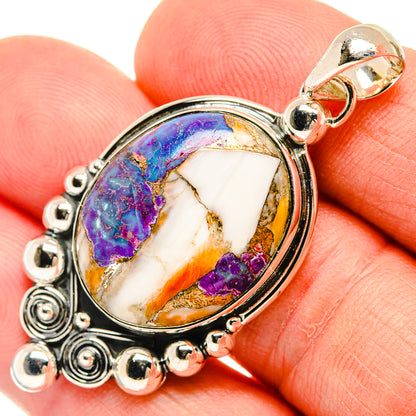 Purple Orange Copper Composite Turquoise Pendants handcrafted by Ana Silver Co - PD30803