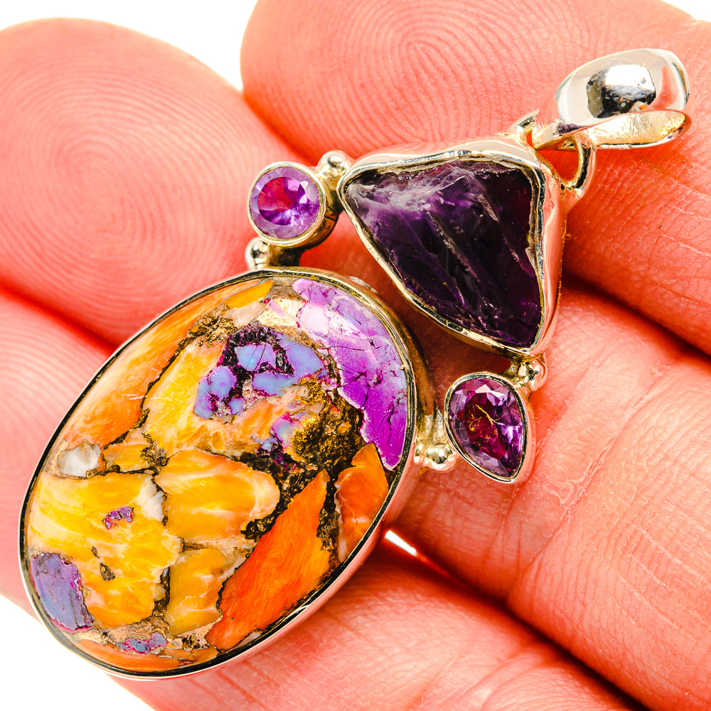 Purple Orange Copper Composite Turquoise Pendants handcrafted by Ana Silver Co - PD30812