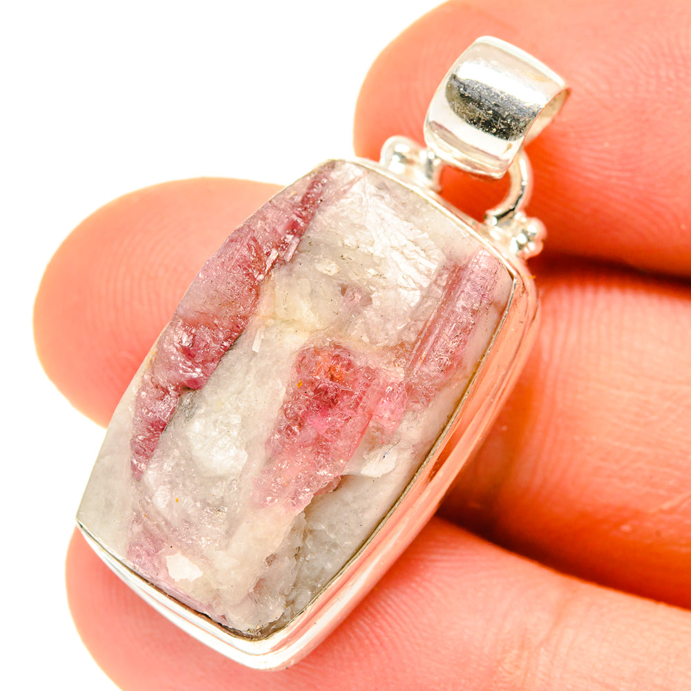 Pink Tourmaline In Quartz Pendants handcrafted by Ana Silver Co - PD3082